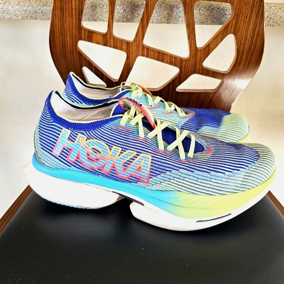 Hoka Cielo X1 Carbon Fiber Plate Evening Sky/Lettuce Ultra-Fast Road Racer Shoes - Picture 6 of 10